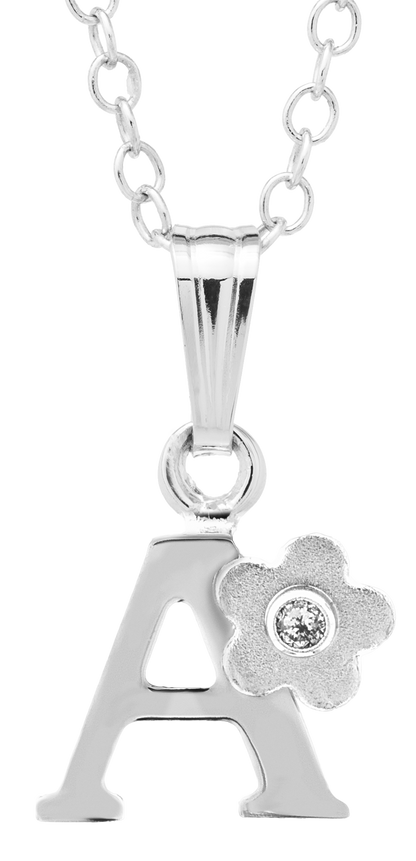 SS "A" Initial Necklace w/ Diamond P 203-A