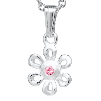 SS Daisy w/Pink Sapphire Necklace P225