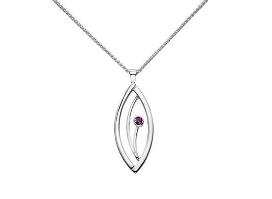 SS Rhodolite Garnet Flora Necklace PE45012RG-18