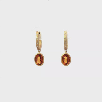 14kY 1.56cttw Citrine .02cttw Diamond Earring AE77575C-920Y