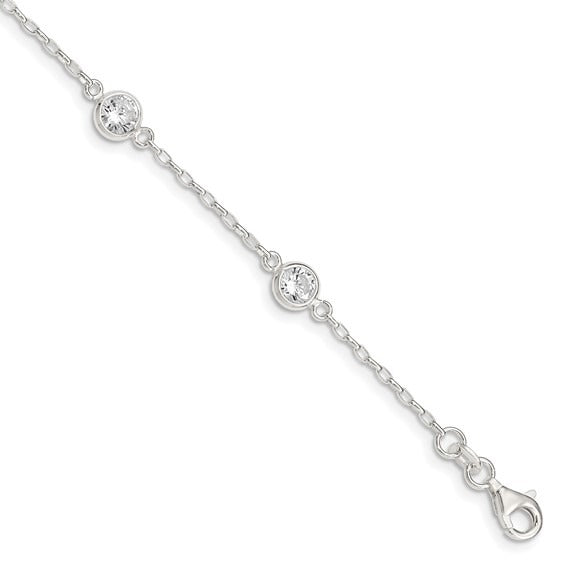 SS CZ Station Bracelet QX936CZ-7.5