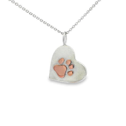 SS/RG Heart Pawprint Pendant