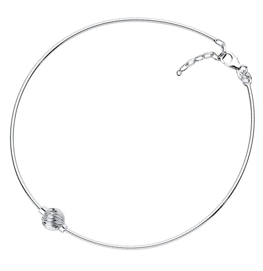 SS Swirl Bead Omega Anklet SA5460-O