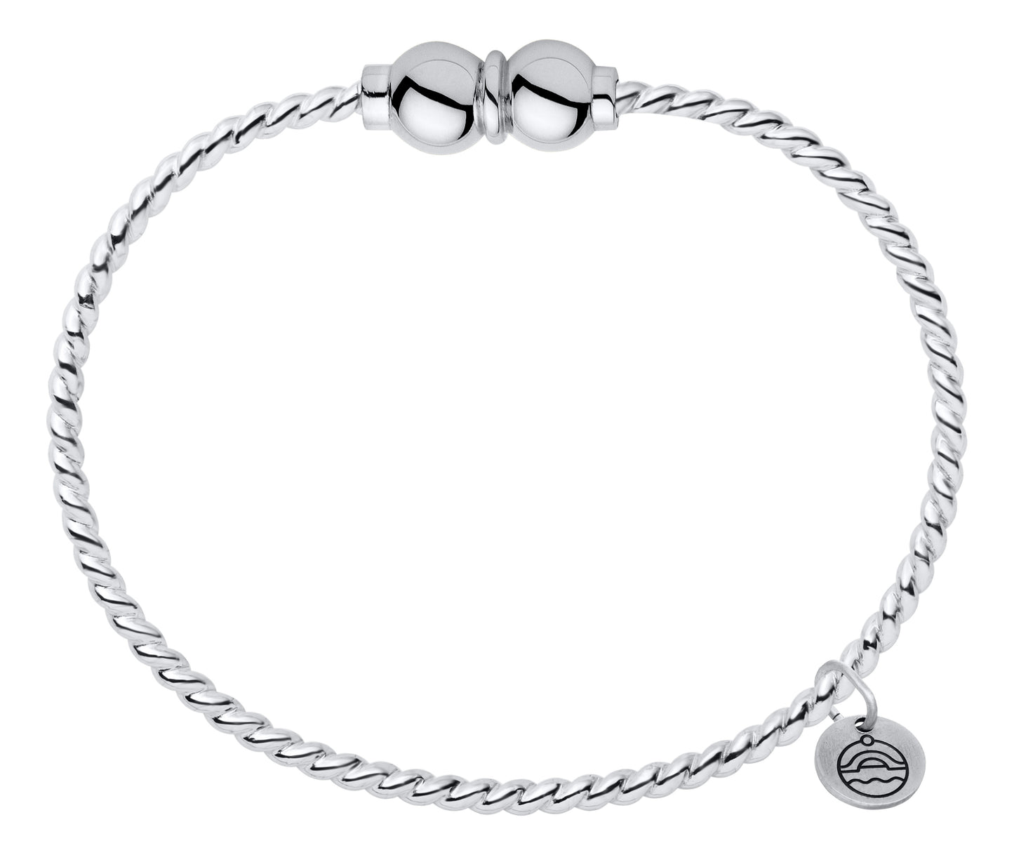SS Twist 2 Bead Bracelet SB5409-70