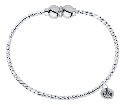 SS Twist 2 Bead Bracelet SB5409-70