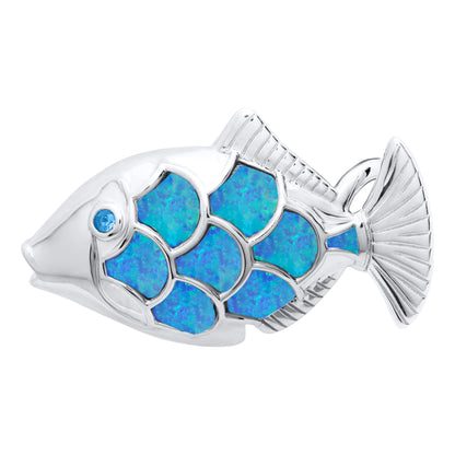 SS Fish Synthetic Opal Clasp SB5987-OPL