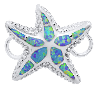 SS Starfish Synthetic Opal Clasp Textured SB5988-OPL