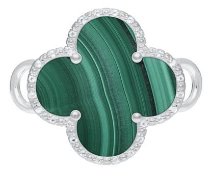 SS Malachite & White Topaz Clover Clasp SB6005-MAL