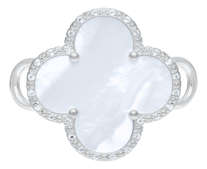 SS MOP & White Topaz Clover Clasp SB6005-MOP