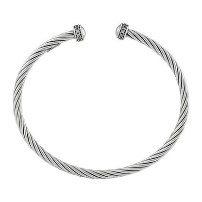 SS CZ Twisted Cuff Bracelet SDG074839SCZ65
