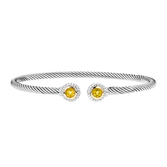 SS/18kY Citrine Italian Cable Cuff SILBG2377