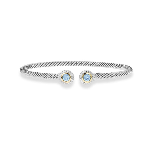 SS/18kY Blue Topaz Italian Cable Cuff SILBG2467