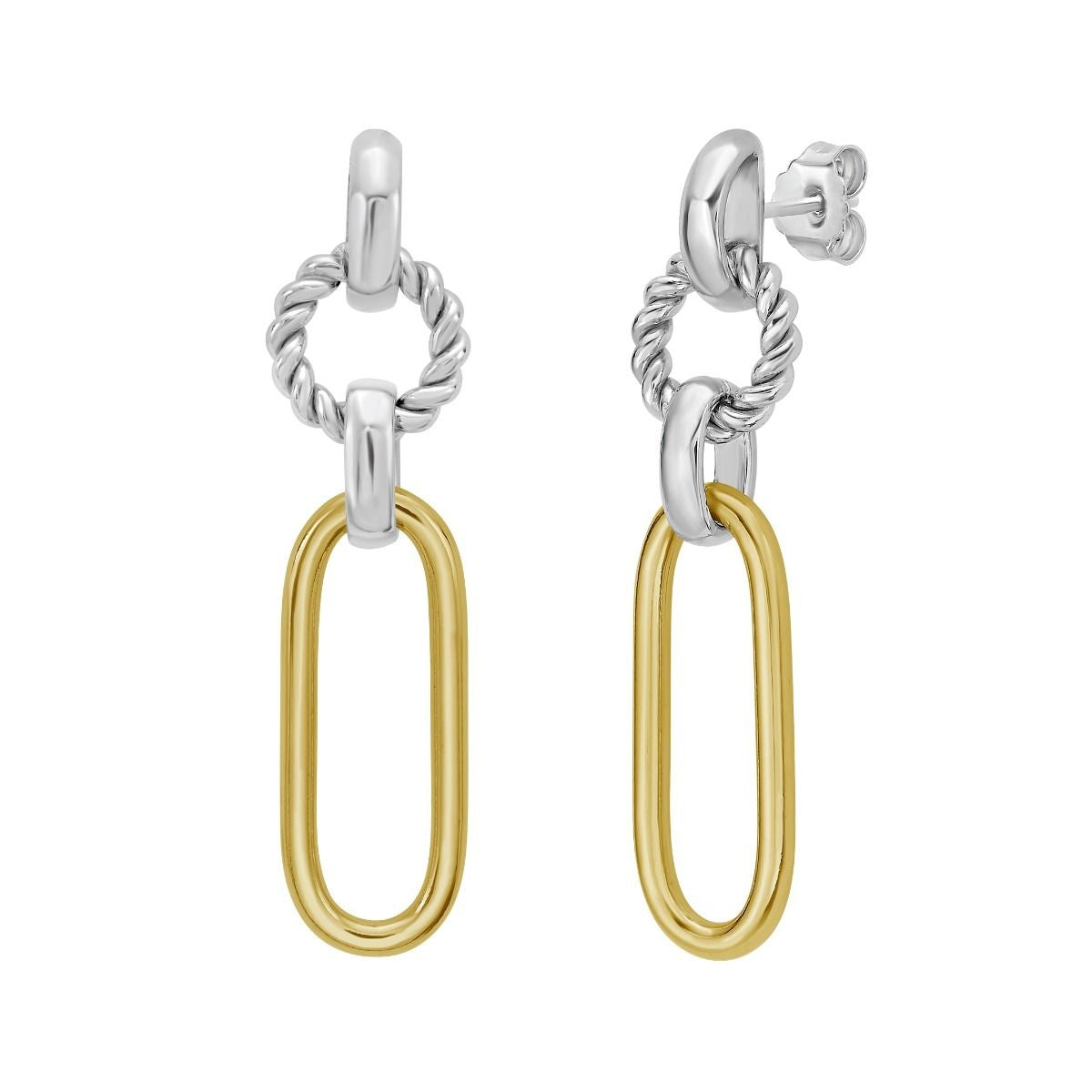 SS/18kY Italian Cable Gold Link Drop Earring SILE16660