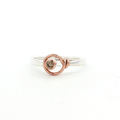 SS/RG .10ct Champagne Dia Saratoga Ring RI34240-7