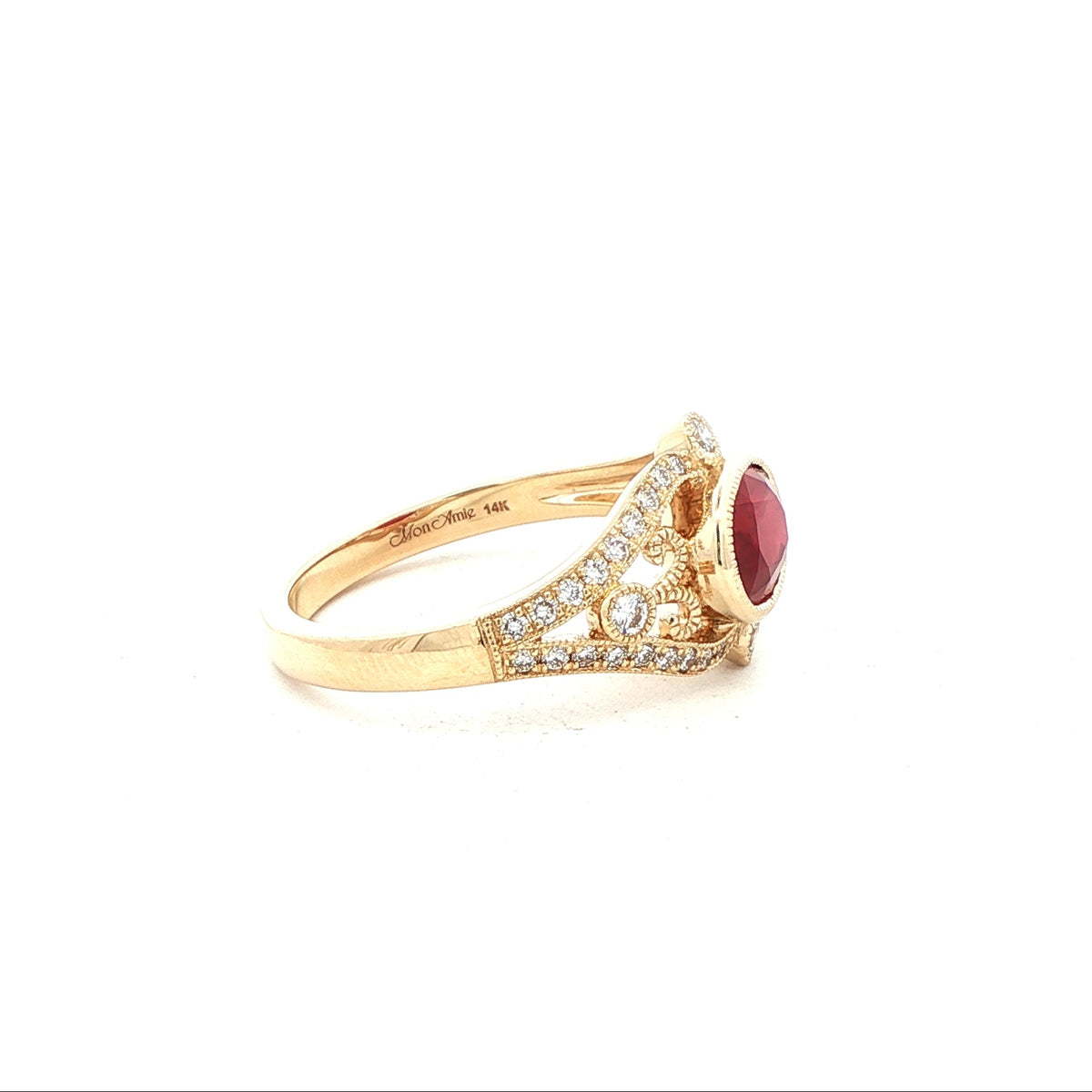 14kY 1.22ct Oval Ruby .32cttw Diamond Ring CR19797 - 7