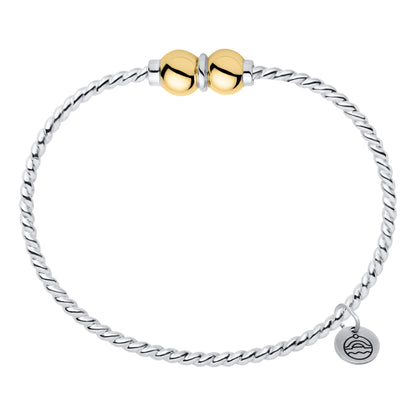 SS/YG Twist 2 Bead Bracelet ZB5409-70