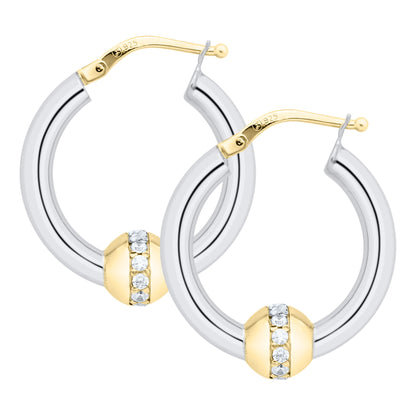 SS/YG 20mm .38ct Diamond Hoop ZE5634